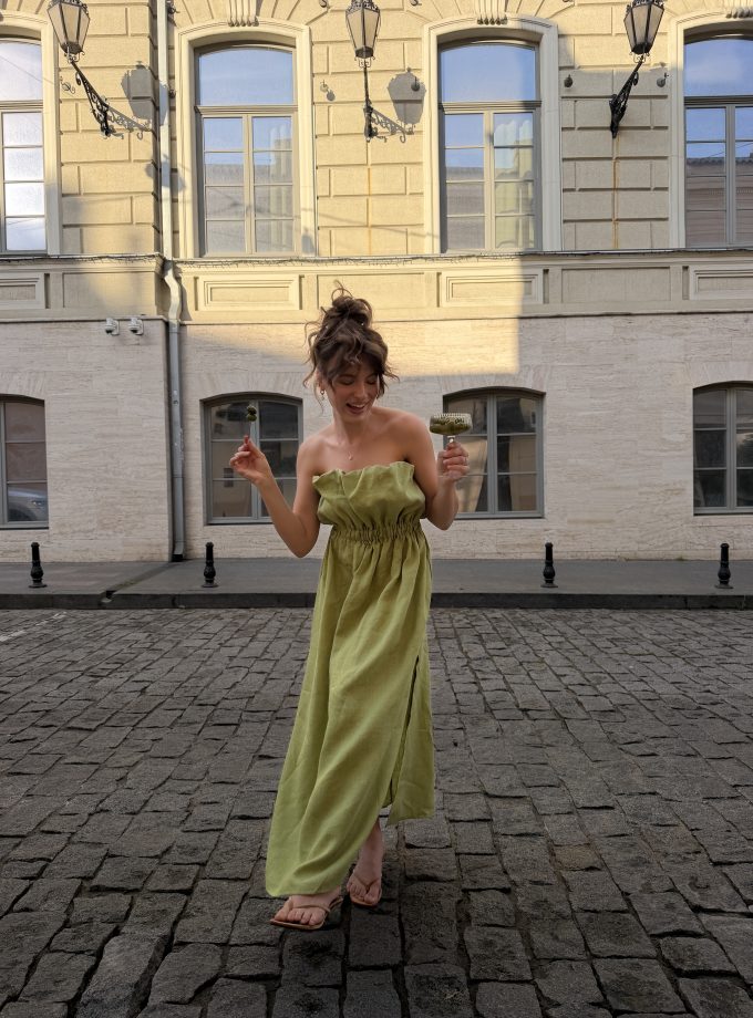 Лляна сукня бандо