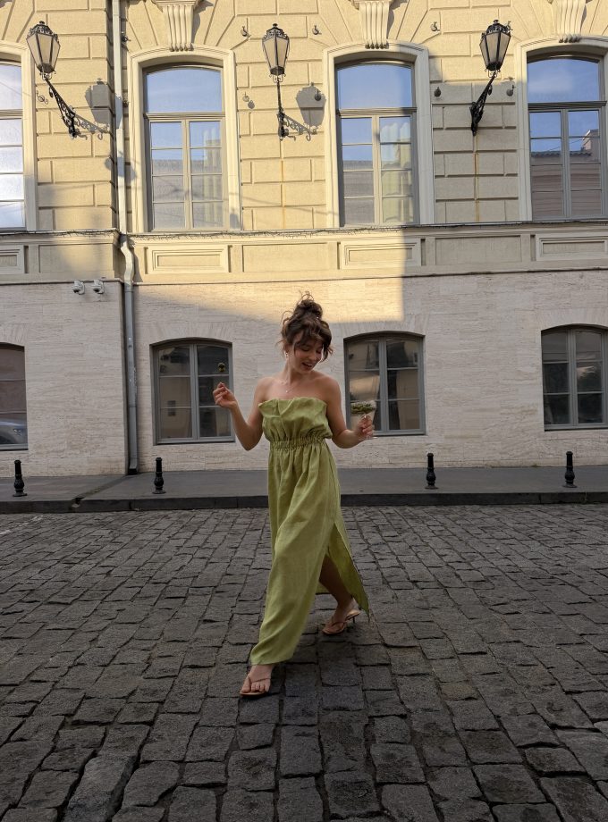 Лляна сукня бандо