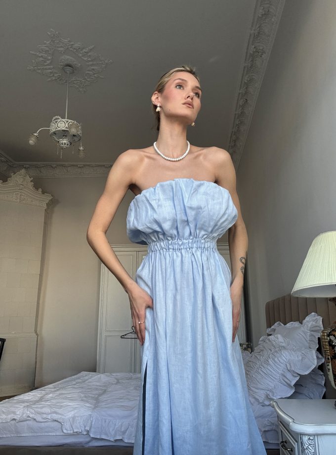 Лляна сукня бандо